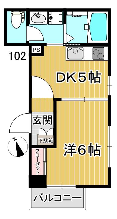 アロン・ド池尻(1DK/1階)の間取り写真