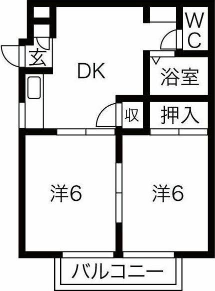 アネックス朝日(2DK/2階)の間取り写真