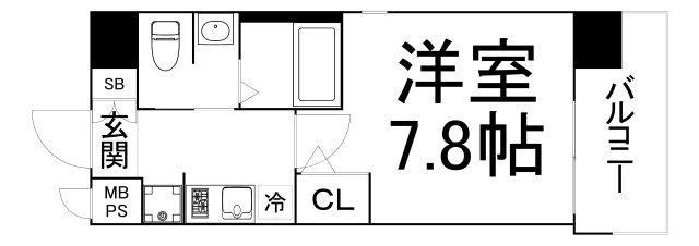 W-STYLE北浜(1K/2階)の間取り写真