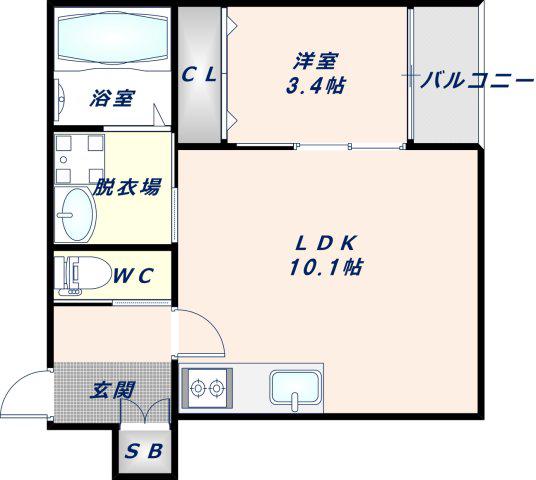 H-MAISON衣摺III(1LDK/1階)の間取り写真