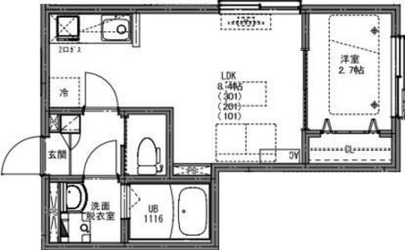 KEIAI RESIDENCE 西大宮II(1LDK/1階)の間取り写真