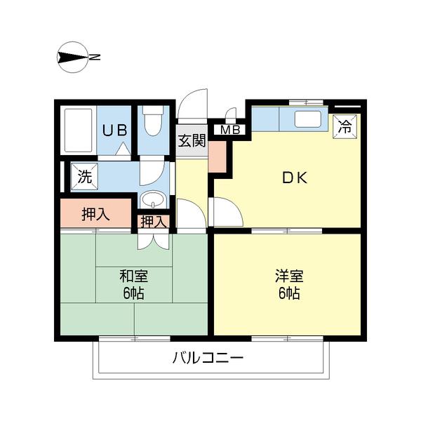 ヴィラエスト(2DK/2階)の間取り写真