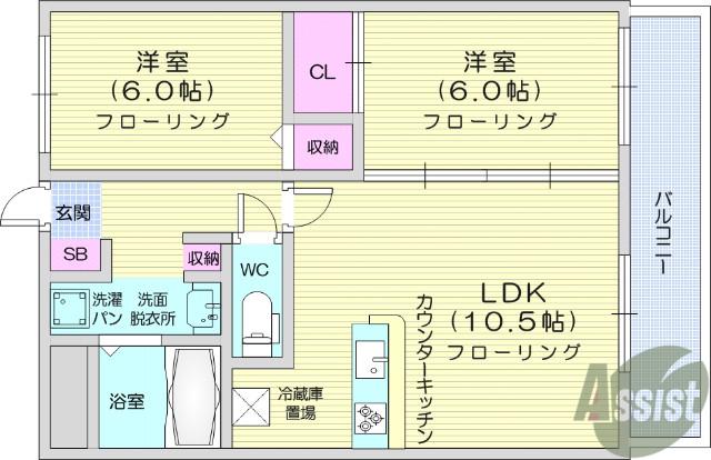グランドール泉中央(2LDK/1階)の間取り写真