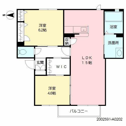 プレミアムプレイス新大江(2LDK/2階)の間取り写真