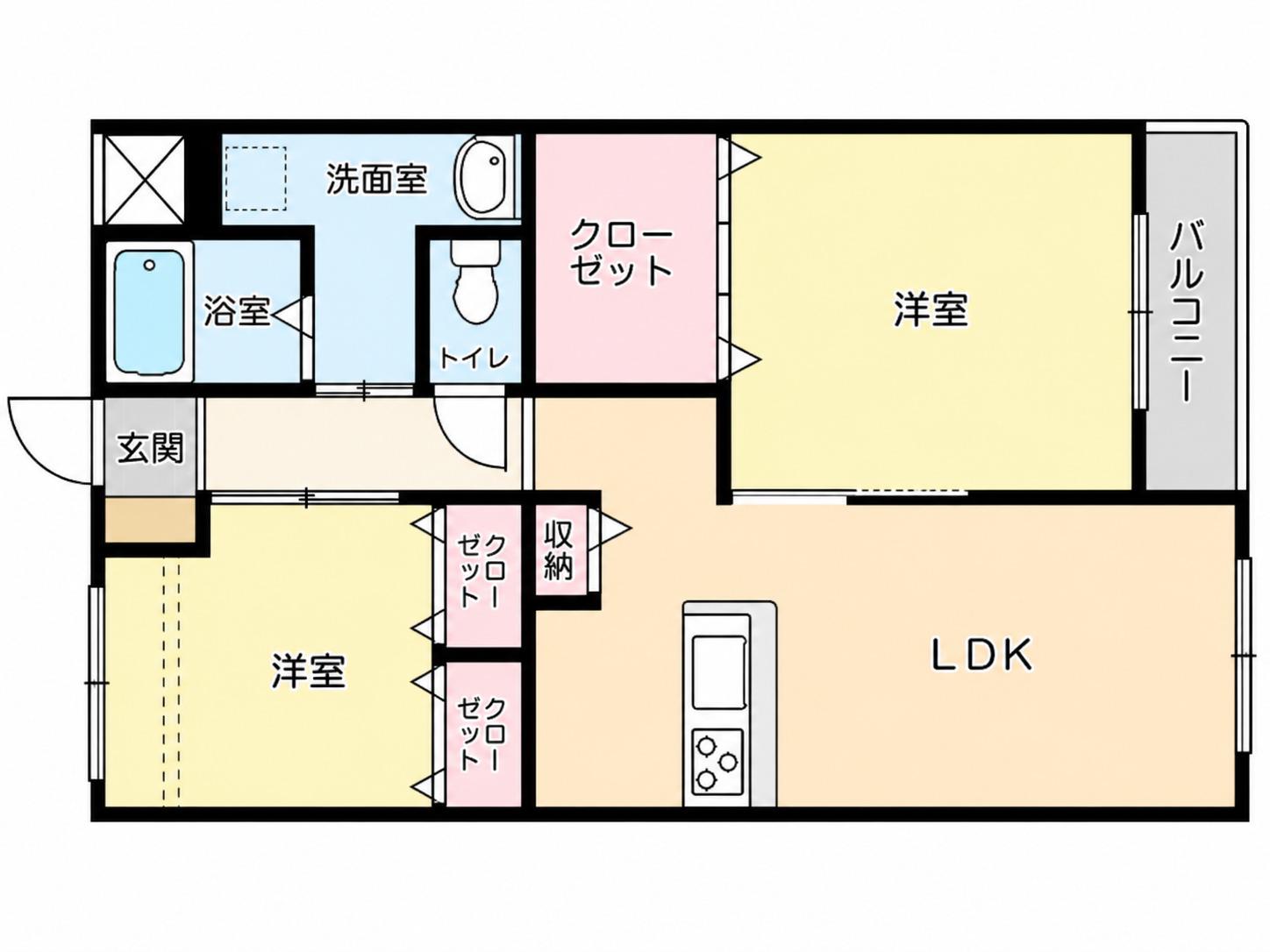 ラフェリア(2LDK/2階)の間取り写真