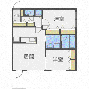 モルティーニ東札幌(2LDK/1階)の間取り写真