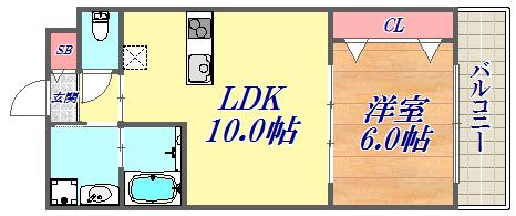 ヴィラ・ブリリオ神戸北野町(1LDK/3階)の間取り写真