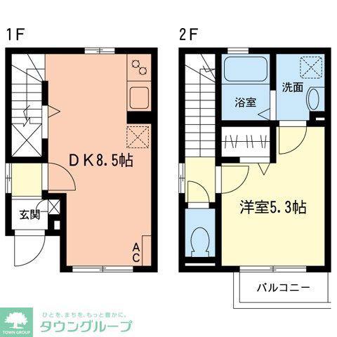 ROSEWINDばらの風(1DK/2階)の間取り写真