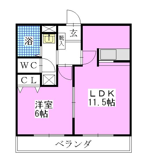 グレイス・ササ(1LDK/1階)の間取り写真