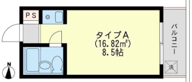 ユナイト山手サンピース(ワンルーム/2階)の間取り写真