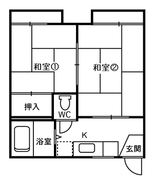 ハイツ光(2K/1階)の間取り写真