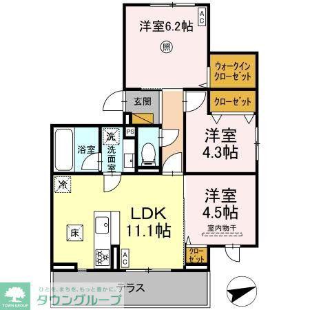 IRENE(3LDK/1階)の間取り写真