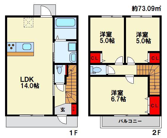 ディアグランド(3LDK/1階)の間取り写真