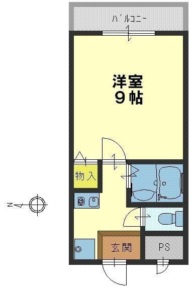 メゾン南江口(1K/2階)の間取り写真