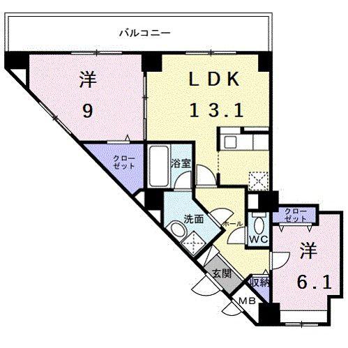 エスタプレイス(2LDK/3階)の間取り写真