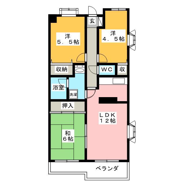 鷺沼ドルチェヴィータ(3LDK/2階)の間取り写真