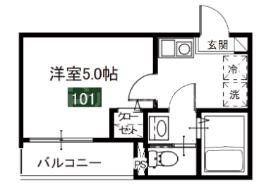 メルディア湊町1丁目(1K/1階)の間取り写真