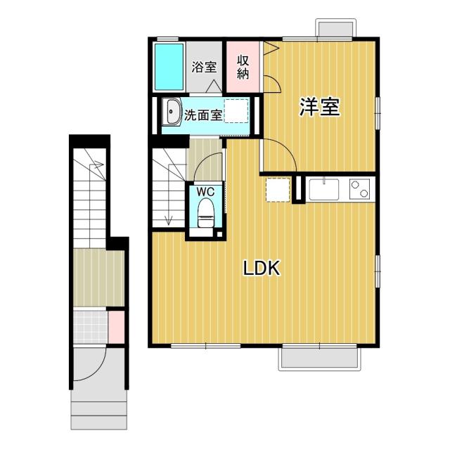 エテルノ B棟(1LDK/2階)の間取り写真