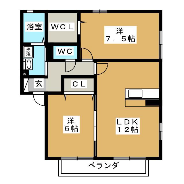 リゾート IN 愛(2LDK/1階)の間取り写真