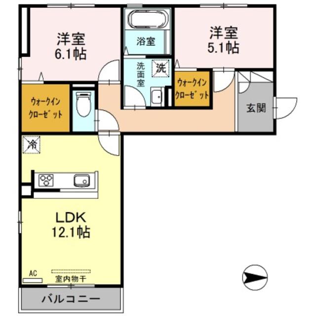 セレーノ クローバー(2LDK/2階)の間取り写真