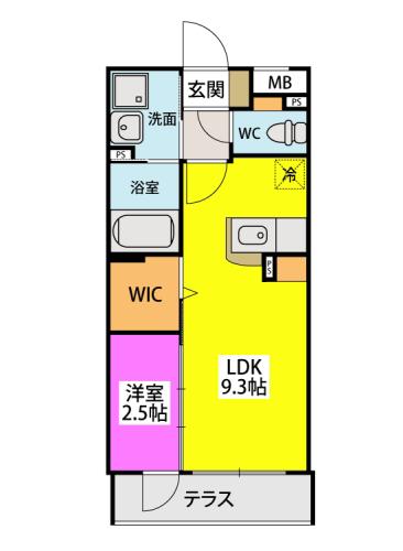 ラ・ブランシュ(1LDK/1階)の間取り写真