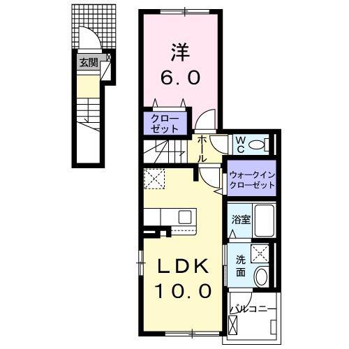 エテヴォワル・ベル(1LDK/2階)の間取り写真