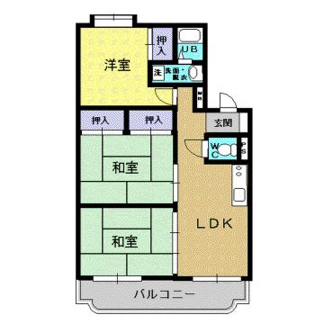 ドルチェ大竜(3DK/4階)の間取り写真