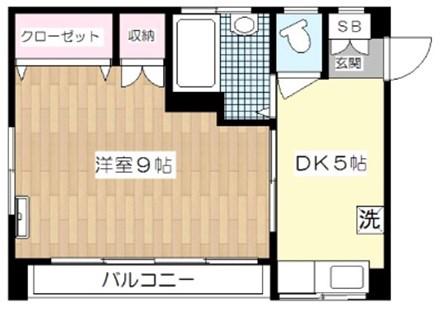 椿ビル(1DK/5階)の間取り写真