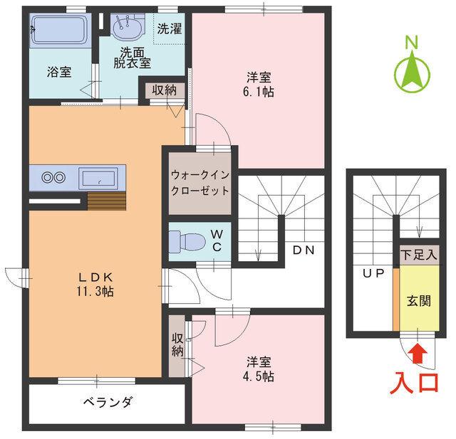 シャーメゾン アジュール(2LDK/2階)の間取り写真