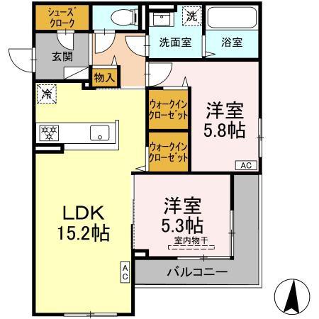 LE TREFLE (2LDK/3階)の間取り写真