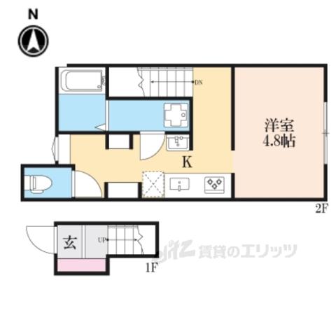 湖とそよ風のLUMINOUS(1K/2階)の間取り写真