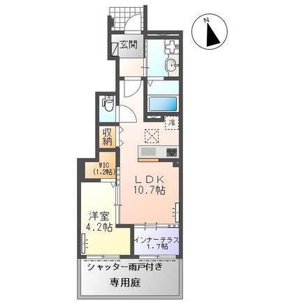 桜テラス(1LDK/1階)の間取り写真