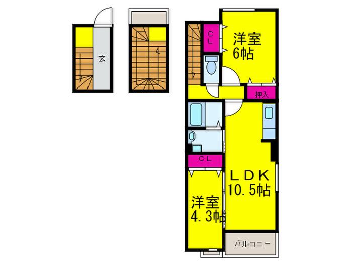 オーセンティックIV(2LDK/3階)の間取り写真