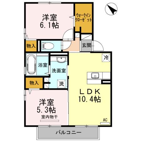 ポヌール(2LDK/2階)の間取り写真