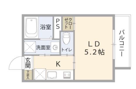 セレーノステラ和白(1K/1階)の間取り写真