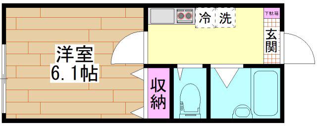 G.FLAPII(1K/3階)の間取り写真