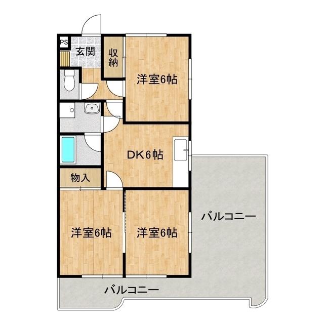 フォーライフ元吉田(3DK/4階)の間取り写真