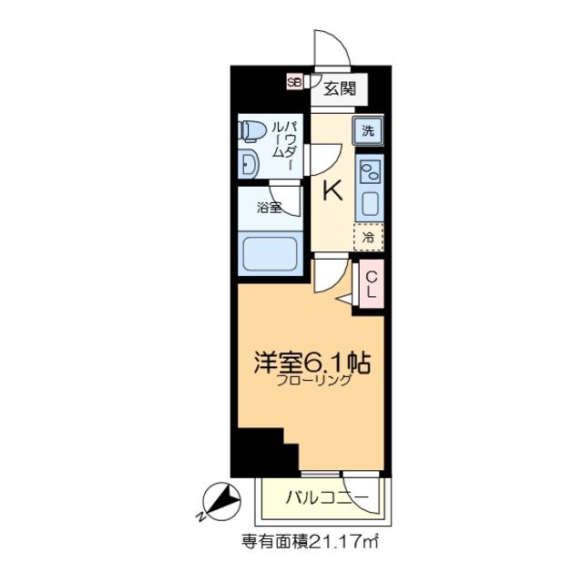 SHOKEN RESIDENCEお花茶屋(1K/5階)の間取り写真