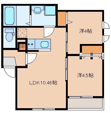 COTON HAKATA(2LDK/3階)の間取り写真