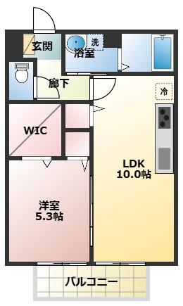 カーサ南野口(1LDK/2階)の間取り写真