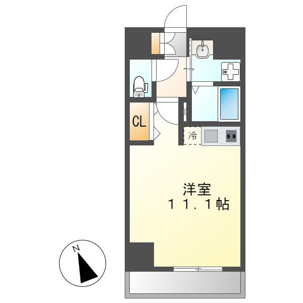 SHOKEN RESIDENCE名古屋今池(ワンルーム/3階)の間取り写真