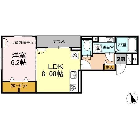 AKARENGA浅草(1LDK/1階)の間取り写真