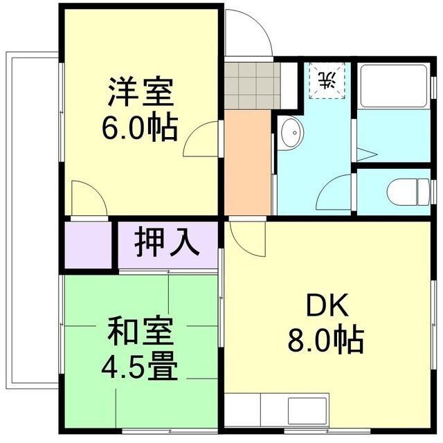 コーポフルール(2DK/1階)の間取り写真