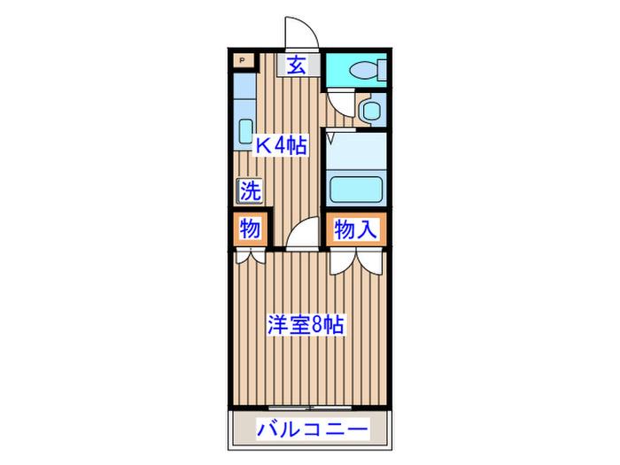 サンパレス小松島(1K/2階)の間取り写真