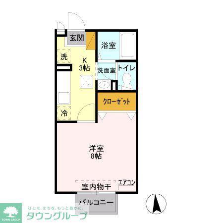 アンジェリークB(1K/1階)の間取り写真
