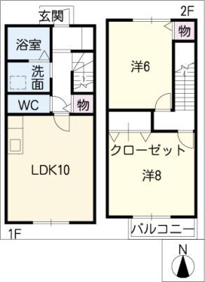 レグランKY(2LDK/2階)の間取り写真
