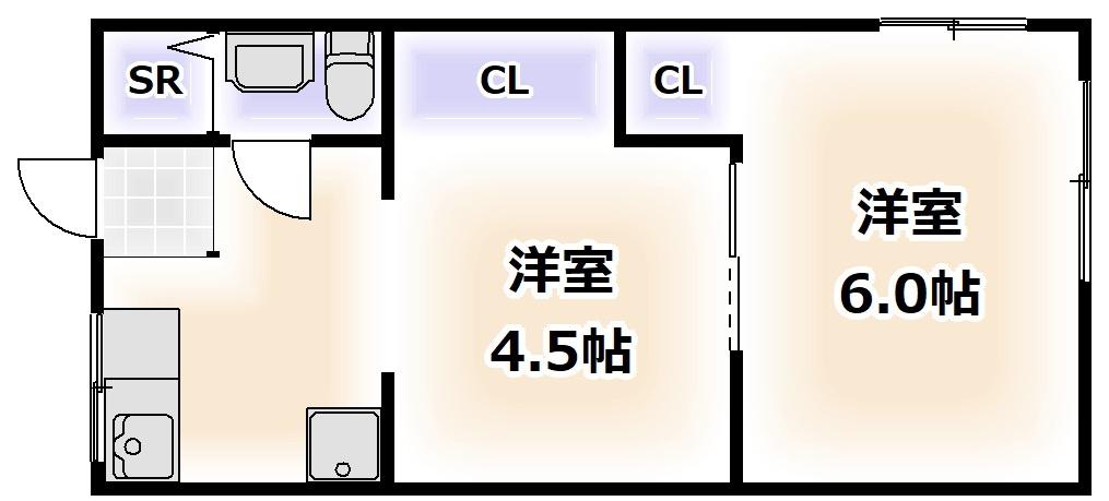 松虫ハイツ(2DK/3階)の間取り写真