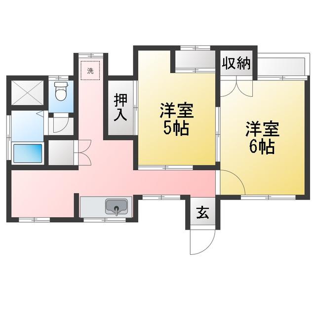吉田荘3(2SK/1階)の間取り写真