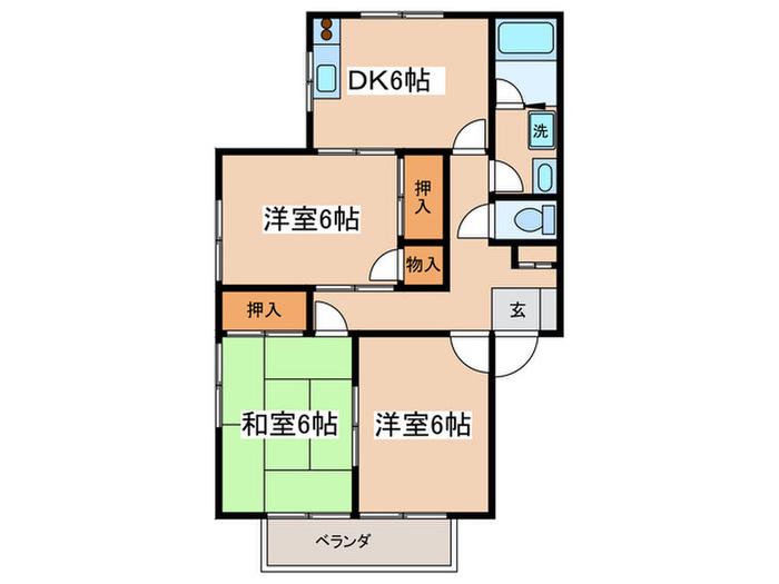 ファミール相陽(3DK/1階)の間取り写真