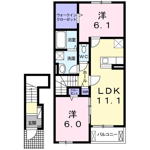 このはな M&K IV(2LDK/2階)の間取り写真